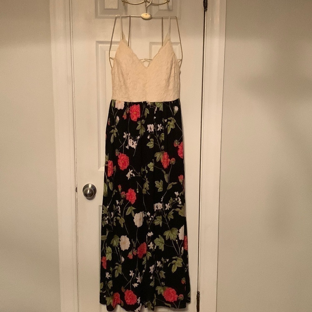 NWT BLU PEPPER Black & Cream Maxi Dress Size M  #213